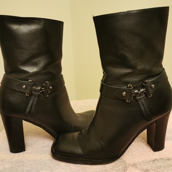 Nine West Welkin Black leather high heel boots 7 - Picture 1 of 9